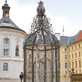 Czech Republic - Prague - Cage protecting an ancient well in a Castle courtyard