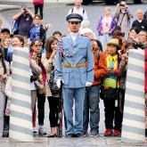 Czech Republic - Prague - Tourists annoy a Guard at Prague Castle