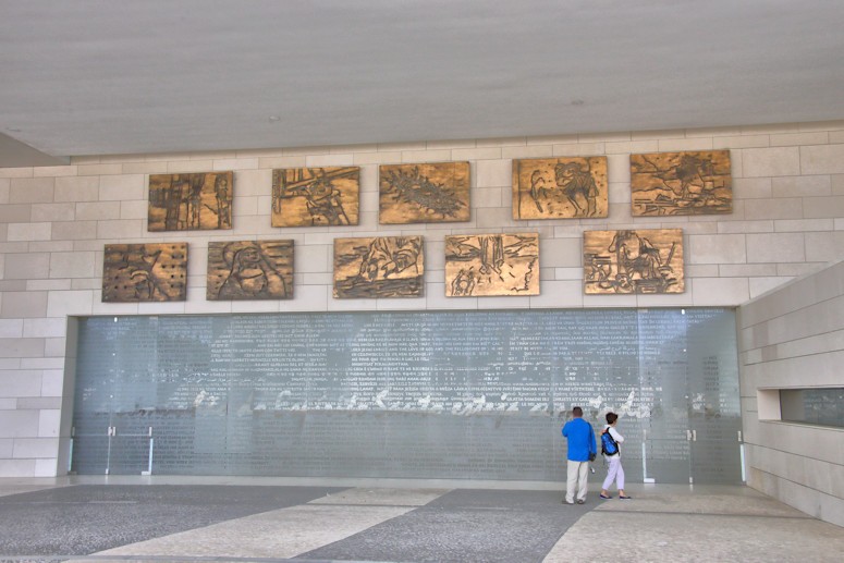 At the entrance to the Basilica of the Holy Trinity
